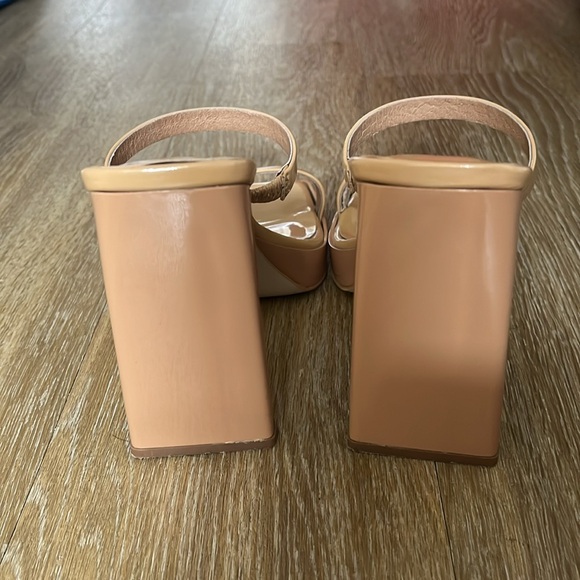 Jeffery Campbell Hustler Platform Sandal Nude Patent Leather Strappy Block Heels - Picture 10 of 13